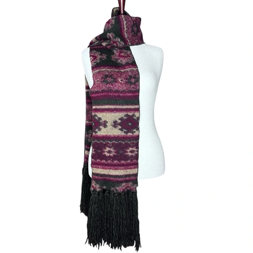 TARNISH Virgin Wool Blend Scarf Long Print Colorful Scarf Made in Italy 93”x8”